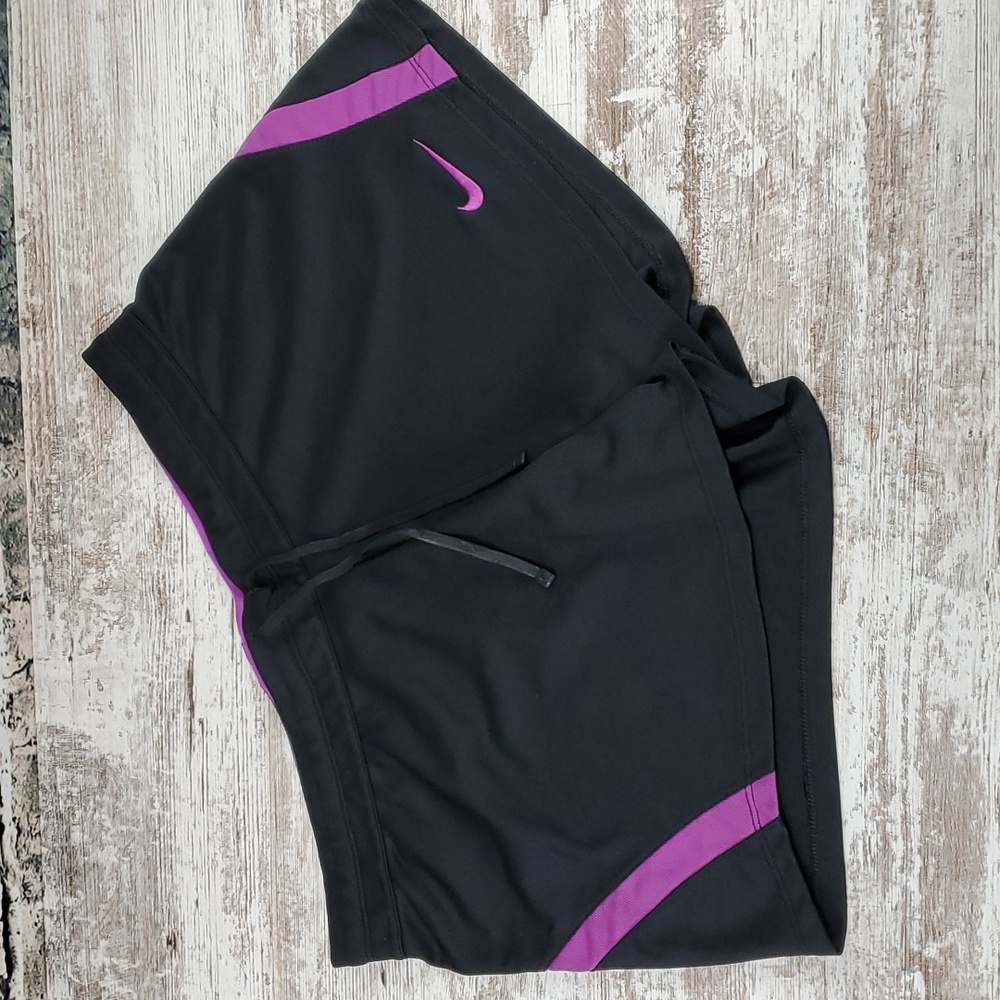 Nike | Dri-Fit Black and Purple Athletic Running Fitness Workout Shorts